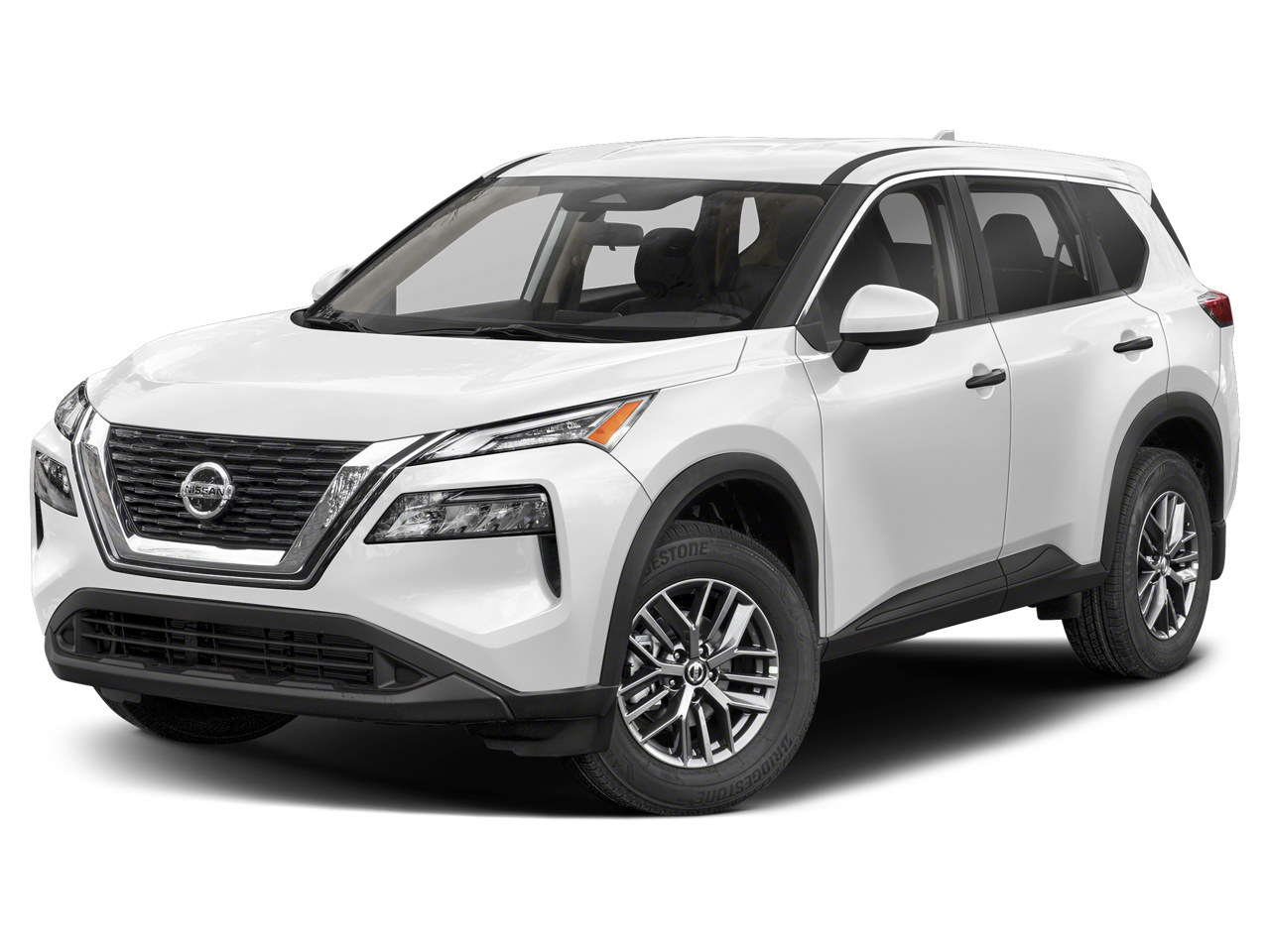 2021 Nissan Rogue S in Glacier White — front three-quarter view
