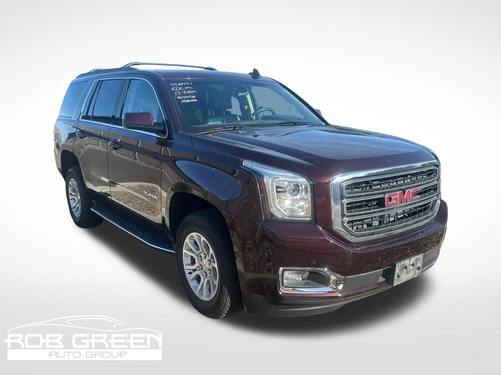2017 GMC Yukon SLT in Black Cherry Metallic — front three-quarter view