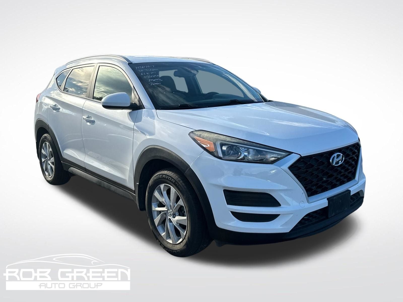 2020 Hyundai TUCSON Value in Winter White — front three-quarter view